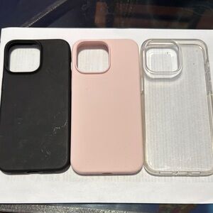 Set of Three Phone Cases - Black, Pink, Clear